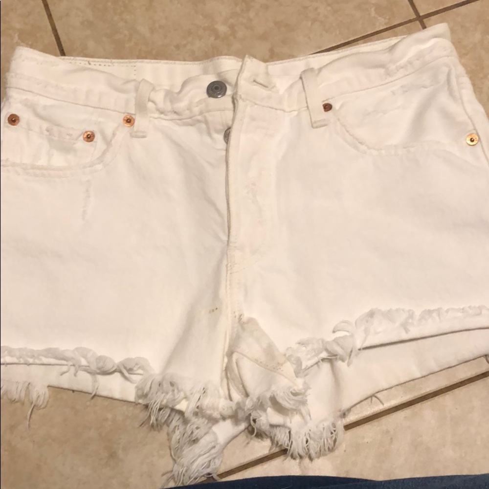 White cut off shorts